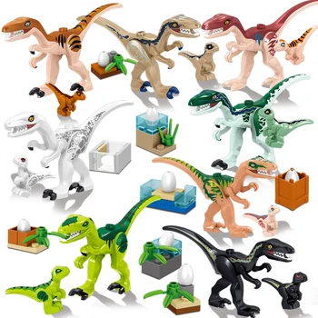 

8Pcs/set Mini Big Dinosaurs Dinosaur Egg Building Blocks Jurassic Triceratops Velociraptors Lot Sets Toys for Children