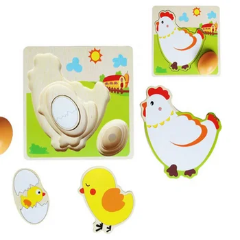 

Mulit Layer simulation Chicken Hen Growing Up Cartoon Kids Wooden Puzzles Toys Children Panel Process Early Emulational Eggs Toy