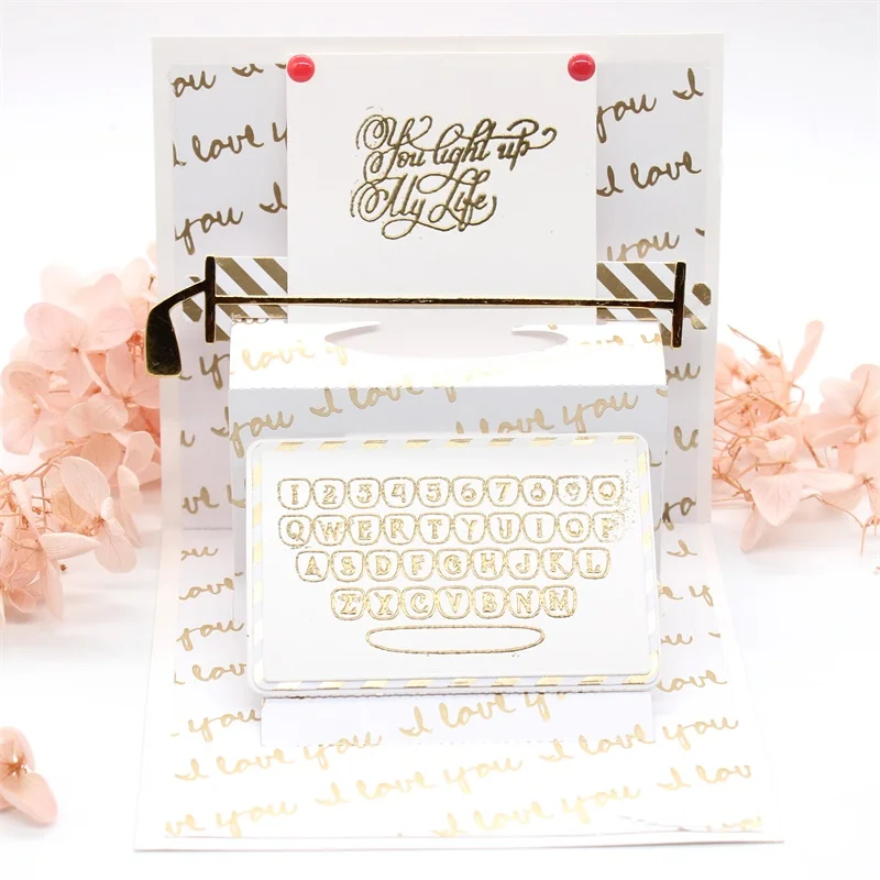 Beste Kscraft Pop Up Schrijfmachine Kaart Kan Vouw Platte Metalen Stansmessen Voor Diy Scrapbooking Card Making Kids Fun decoratie Benodigdheden