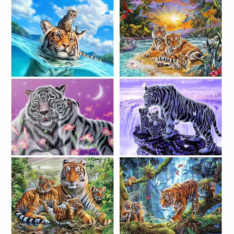 

Animal Diamond Painting Tiger Full drill 5d Diy Diamond Embroidery Scenery Lake Handmade Picture Home Decor Love Family Gift B71