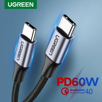 UGREEN USB C타입 USB C 케이블, 삼성 S10 S9 플러스 PD 60W 고속 충전 4.0 USB C 케이블, 맥북 프로 PD 케이블