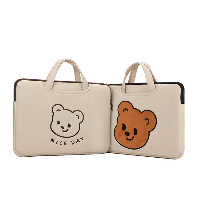 Cute Brown Bear Cartoon Laptop Bag 13 14 15.4 Inch Case For