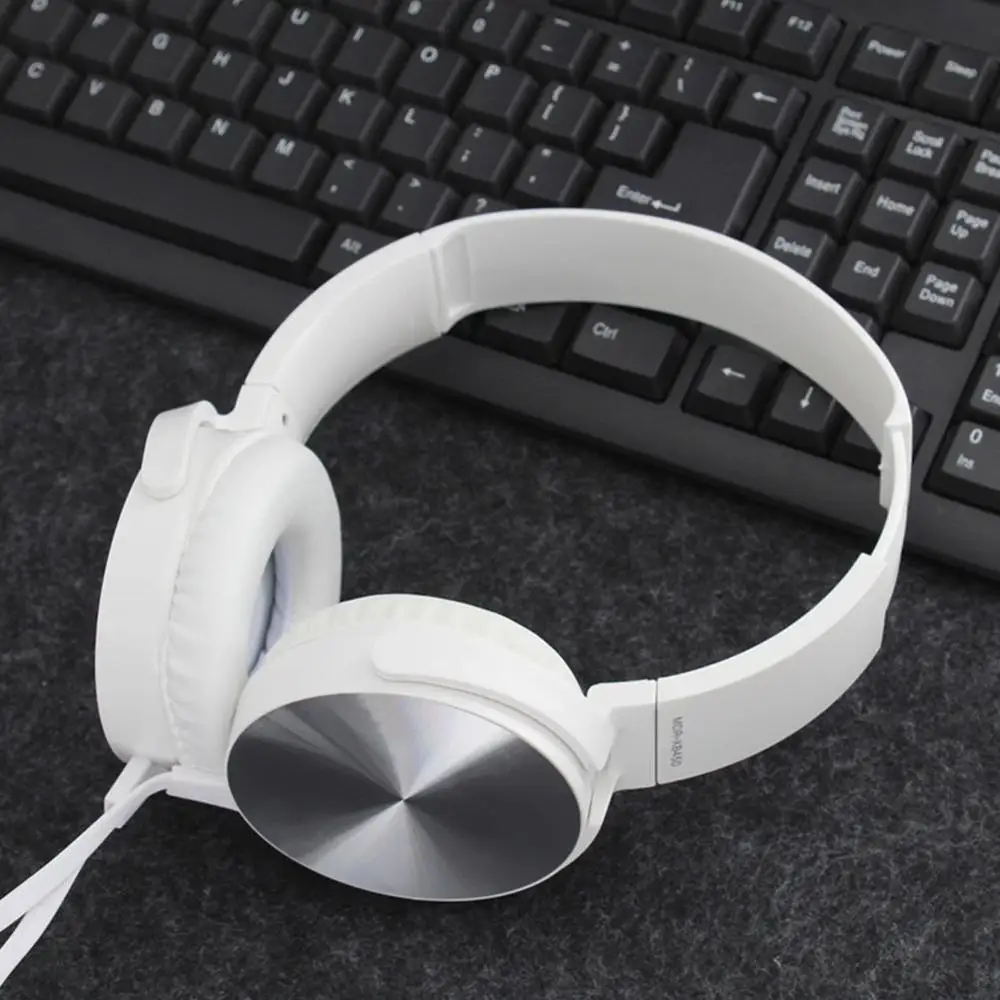3 5mm Audio On Ear Headphones with Mic PC Tablet Laptop Cord Headsets Stereo Bass Portable Fold Flat Computer Earphone with Q1Y8