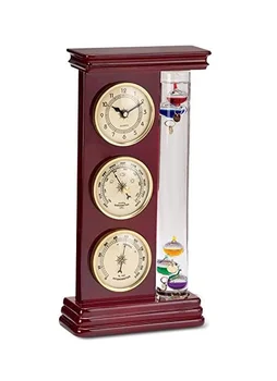 

Galileo Weather Station with Clock, Barometer and Thermometer Storm Glass Desktop Gifts 12H x 6W