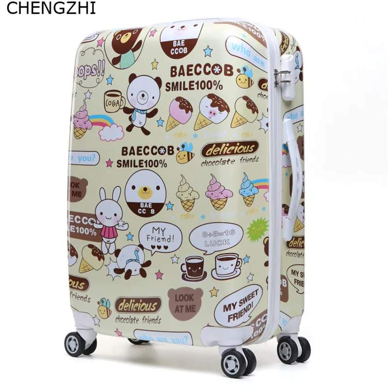 CHENGZHI 2" 22" 2" 26 дюймов милый мультфильм чемодан на колёсиках Spinner студенческий чемодан на колесиках женская сумка для путешествий
