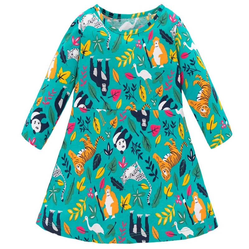 Jumping meters Princess Cotton Girls Dresses for Autumn Spring Baby Flowers Clothing Costume Long Sleeve Party | Детская одежда и