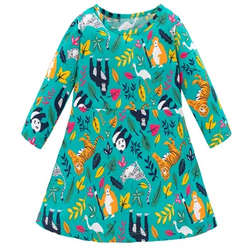 

Jumping meters Princess Cotton Girls Dresses for Autumn Spring Baby Flowers Clothing Costume Long Sleeve Party Dresses