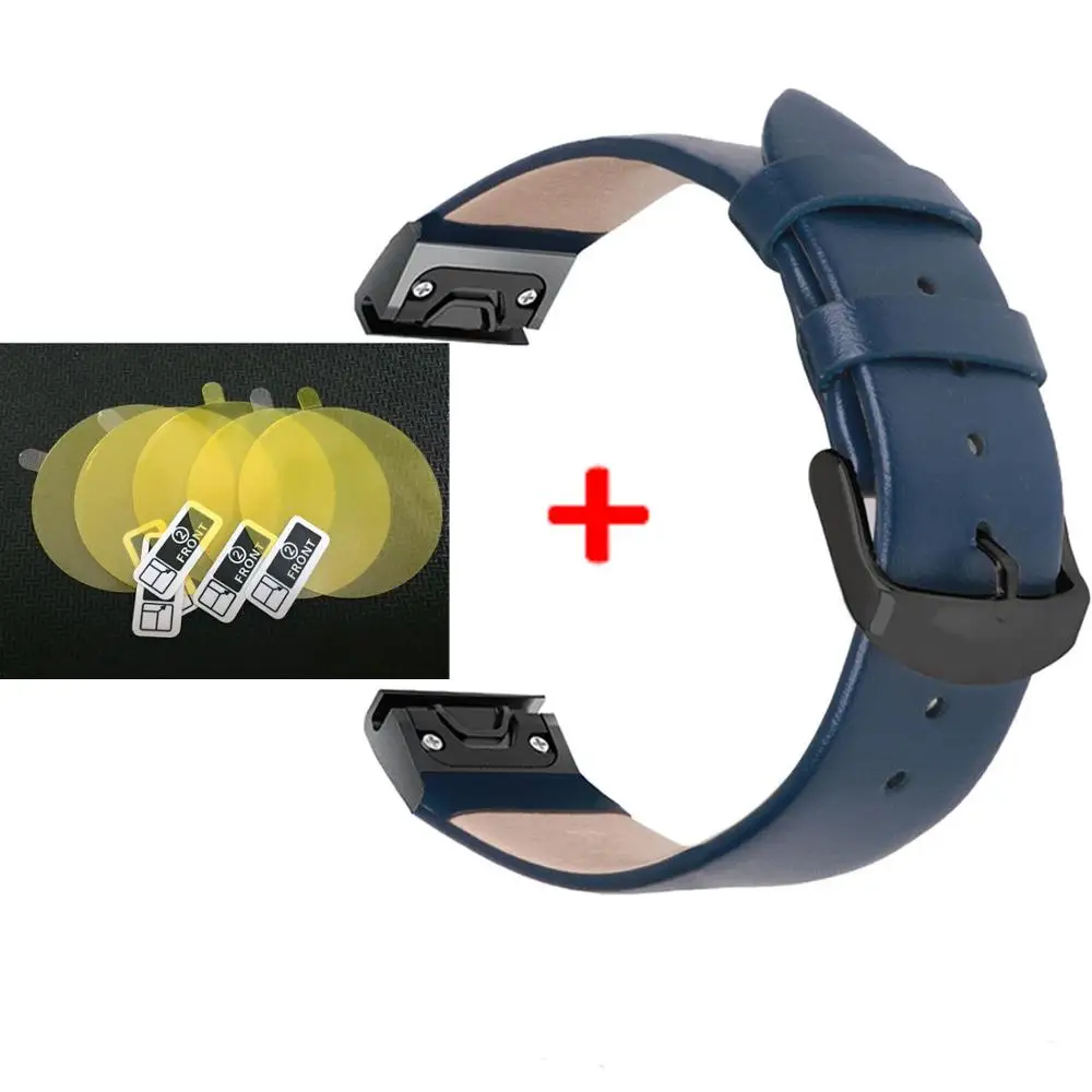 Color5 2 в 1 кожаный ремешок для Garmin Fenix 6X/Fenix 6/Fenix 6 S ремешок для часов Quick Fit запястье+ пленка для экрана для Garmin Fenix 6 ремешок - Цвет: Color5