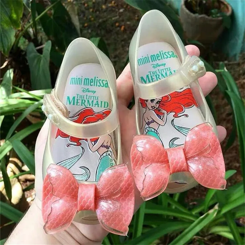 Mini Melissa/Новинка года; прозрачные сандалии для вечеринки; прозрачные сандалии с бантом для девочек; сандалии принцессы с открытым носком для девочек; удобная обувь melissa