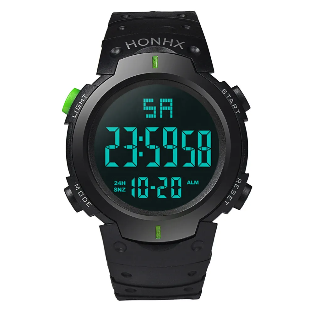 Модные водонепроницаемые мужские часы для мальчиков, светодиодный цифровой секундомер с датой, резиновые спортивные наручные часы, резиновые светящиеся часы, наручные часы - Цвет: Green