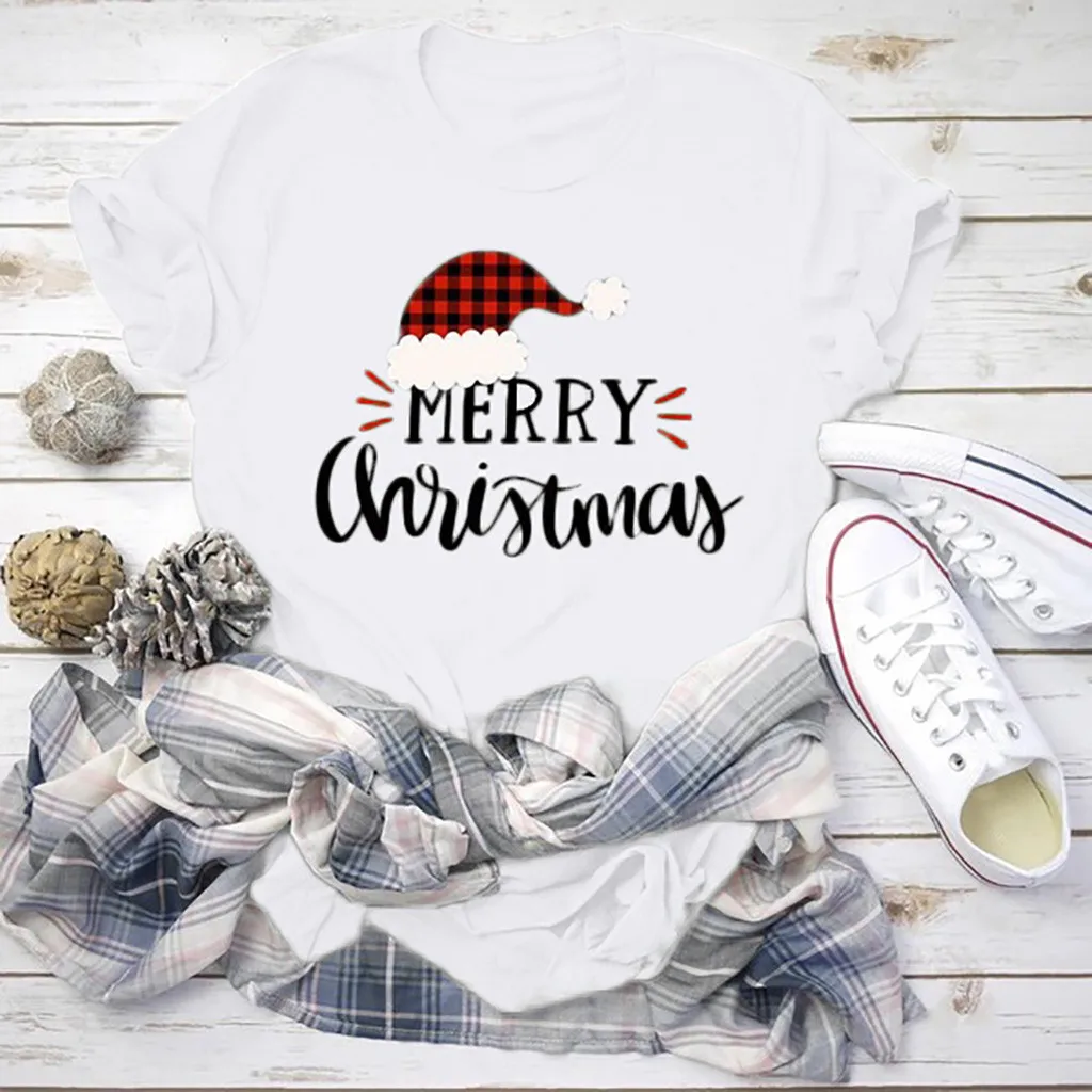 Merry Christmas футболка женская с буквенным принтом короткий рукав футболки топы Camisetas Mujer Рождество год женские свободные футболки