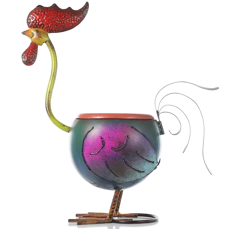 Rooster Flower Pot Garden Fower Pots Plastic Decoration Gift Plant In Home Mini Metal | Дом и сад
