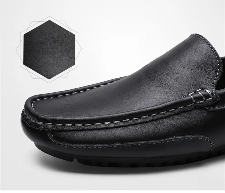 Повседневная обувь из натуральной кожи мужские лоферы высокого качества г. Дышащие Мокасины без шнуровки черного цвета для вождения размера плюс 37-47