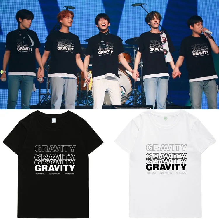 DAY6 концертный мир Тур Гравитация Kpop Летняя Повседневная Корейская командная футболка одежда с песнями для мужчин и женщин футболка с короткими рукавами