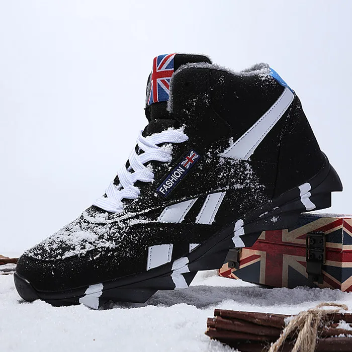 Black Winter Fur VSIOVRY/Новые осенние кроссовки с высоким берцем, Мужские дышащие кроссовки для бега, зимние уличные меховые теплые водонепроницаемые Прогулочные кроссовки для мужчин - Цвет: Black Winter Fur