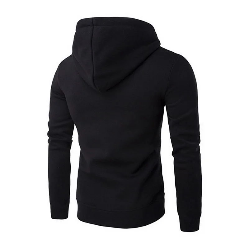 CYSINCOS Pocket Solid Hooded Cardigan Men Zipper Autumn Black Hoodies Coat Men Long Sleeve Sweatshirts Male Jackets Streetwear
