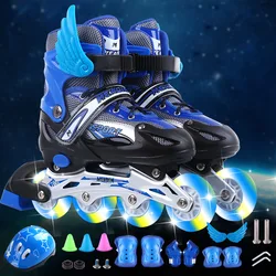Pvc Adjustable Roller Inline Skate Durable Roller Skating Shoes Sliding Free For Children Skate More Colors Sneakers Size L