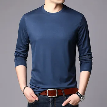 

New long sleeve T-shirt spring and autumn thin fit round neck underwear solid color casual T-shirt men's Korean base coat 3798