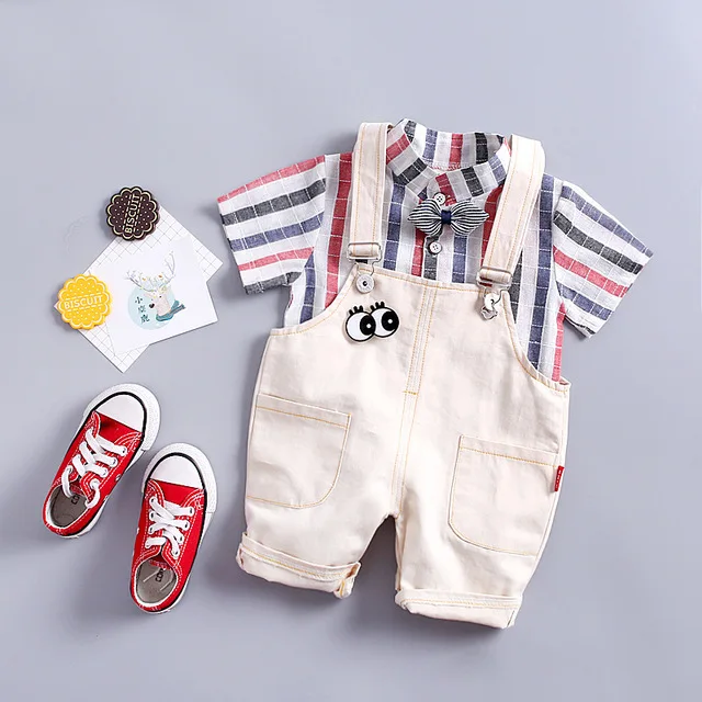 Baby Clothes Bib Children's Suit Girls Short-sleeved Child T-shirt Wings Baby Overalls Fashion Summer 2 / Set