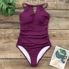 CUPSHE Teal Floral Cutout Halter One-Piece Swimsuit Sexy Lace Up Back Women Monokini 2022 New Beach Bathing Suits Swimwear ► Photo 3/6