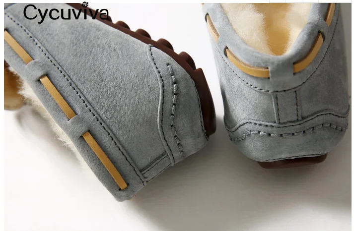 New Bow Wool Boots For Women Concise Slip On Casual Flat Shoes Woman Comfy Warm Runway Ankle Boots Natural Fur Winter Shoes
