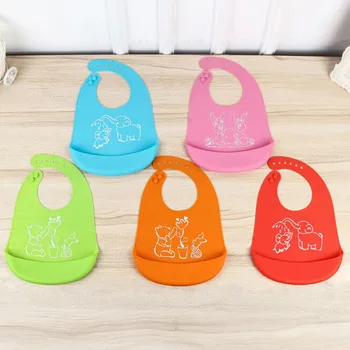 

Summer Adjustable Waterproof Bib Cartoon Prints Kids Silicon Bib Baby Bib Children's Baby Feeding Tools Boy Girl Bibs apron