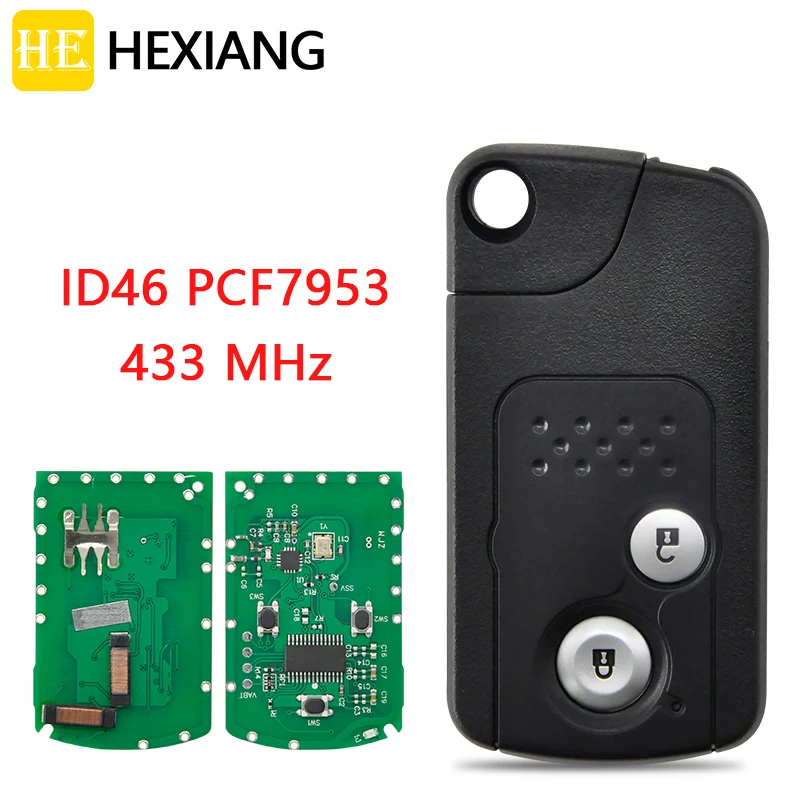 HEXIANG Car Remote Key For Honda Accord CR-V Civic With ID46 PCF7953 Chip 433MHz Replace Smart Key smart remote key for land rover freelander 2 keyless go smart remote control car key 315mhz 433 mhz with id46 chip pcf7953