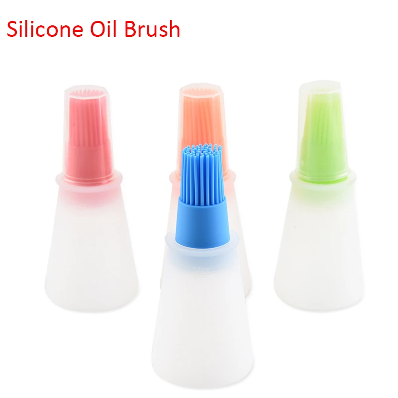 1pc Barbecue Silicone Charcoal Grill Oil Brush With Cap BBQ Basting Brush Oil Bottle Camping Gadget Baking Brush Heat Resistant 3