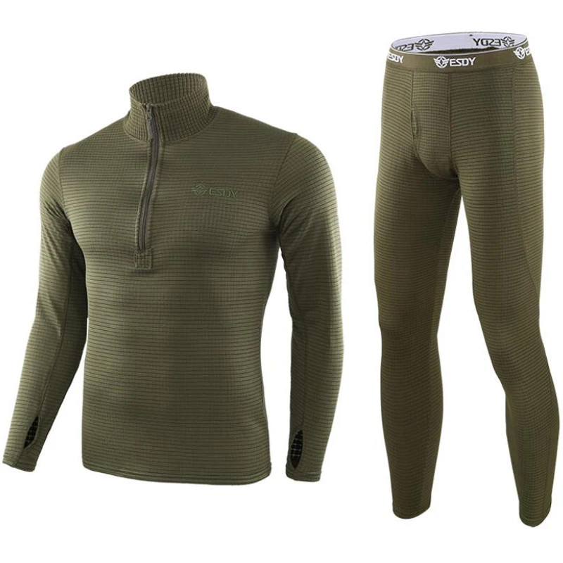 ESDY Fleece Thermal Underwear Men Autumn Winter Warm Long Johns Fitness Sports Compression Breathable Leggins Thermo Tracksuit thermal underwear set thermal underwear