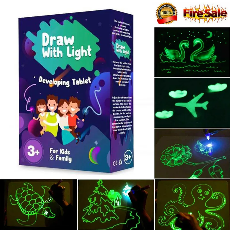 2019 Горячая флуоресцентная доска для рисования, рисовальный светильник, забавная и развивающая игрушка, обучающая Волшебная рисовалка