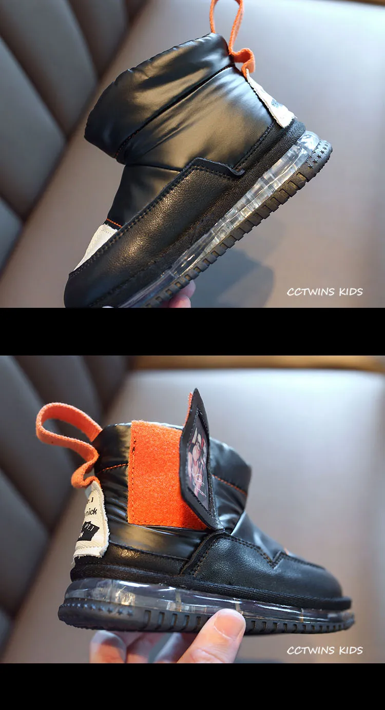 CCTWINS/детская обувь; коллекция года; зимние детские черные ботинки; брендовая теплая обувь для маленьких девочек; модные короткие ботинки для мальчиков; SNB101