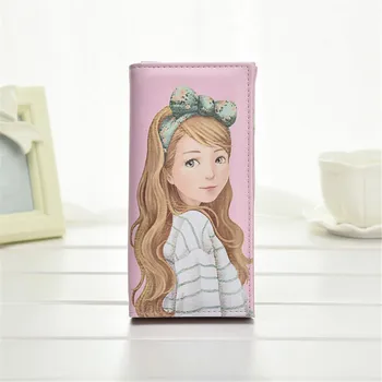 

Women Wallet Clutch Coin Faux Leather Beauty Print Card Package Bifold Holders Lady PU Phone Purse