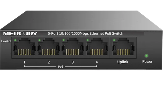 MCU PoE 스위치, PoE 카메라 또는 AP 네트워크 스위치용 세트, 플러그 앤 플레이, 5 포트, 4 포트, 43W, 1000Mbps, IEEE802.3af, 15.4W RJ45 포트