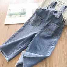 Новинка года; ; джинсовые комбинезоны для девочек; модные весенние штаны для девочек; От 2 до 7 лет; HJ573