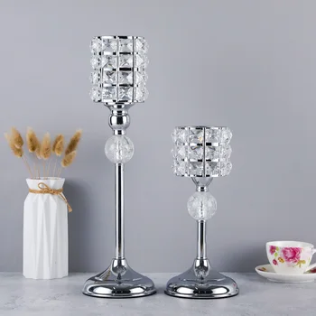 

European Crystal Diamond Metal Tea light Candle Holder For Coffee Dining Table Wedding Christmas Halloween Home Decor ZXT020
