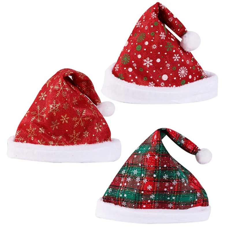 1 Pcs Creative Christmas Santa Claus Hats Gold Silver Snow Caps Xmas Decoration New Year's Gifts Home Party Supplies