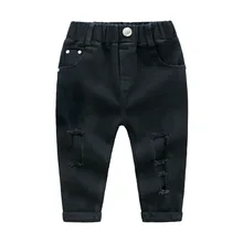 Осень, новые продукты, рубашка для девочек, корейский стиль, большие джинсы с дырками, универсальные детские штаны, брюки