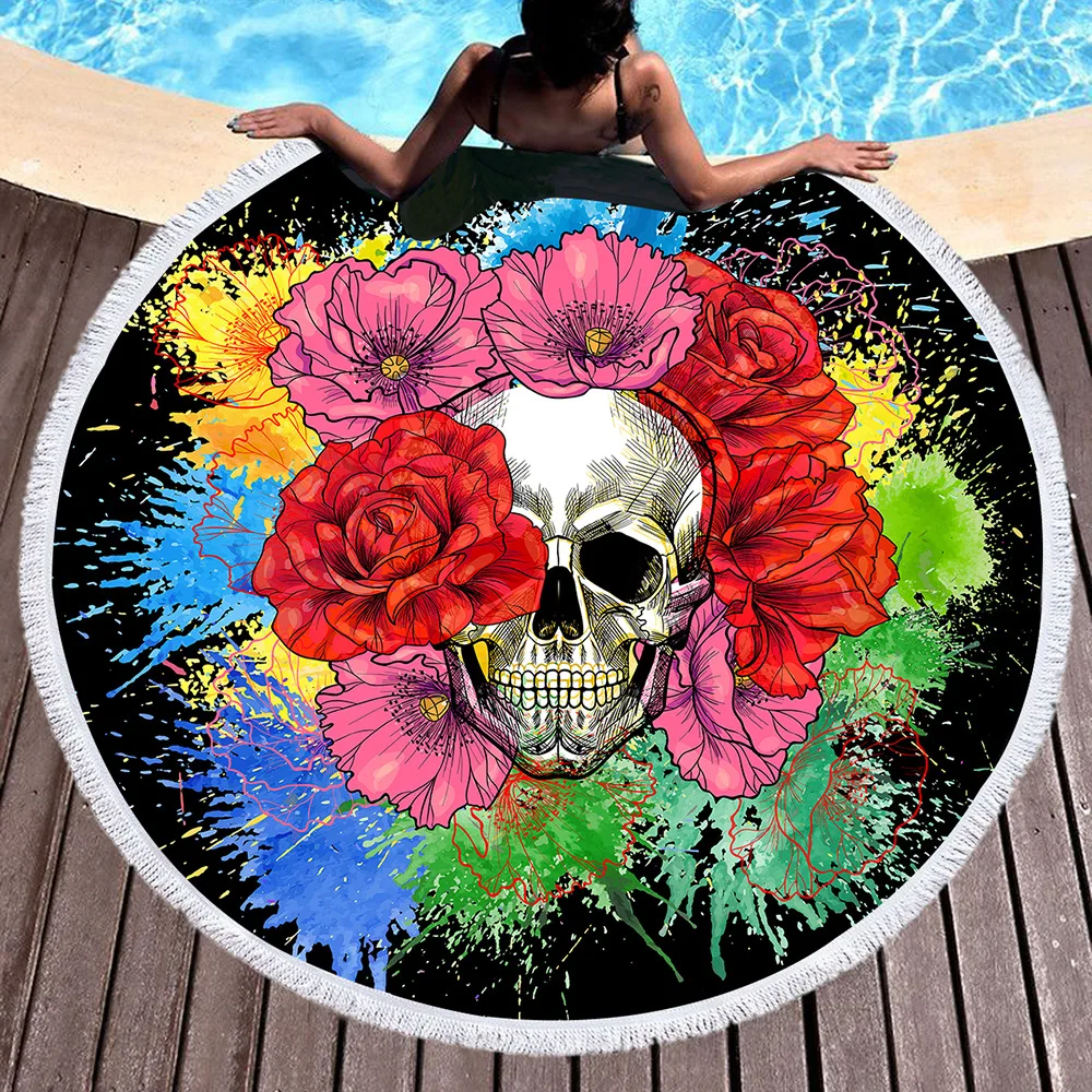 

Pink Flower Skeleton AliExpress Amazon EBay Europe And America Hot Sales Foreign Trade Hot Selling Microfiber Beach Towel