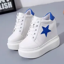 Сезон весна-осень; женские кроссовки со скрытым каблуком, визуально увеличивающие рост; женские туфли на танкетке на платформе; Женская прогулочная обувь; E15-59