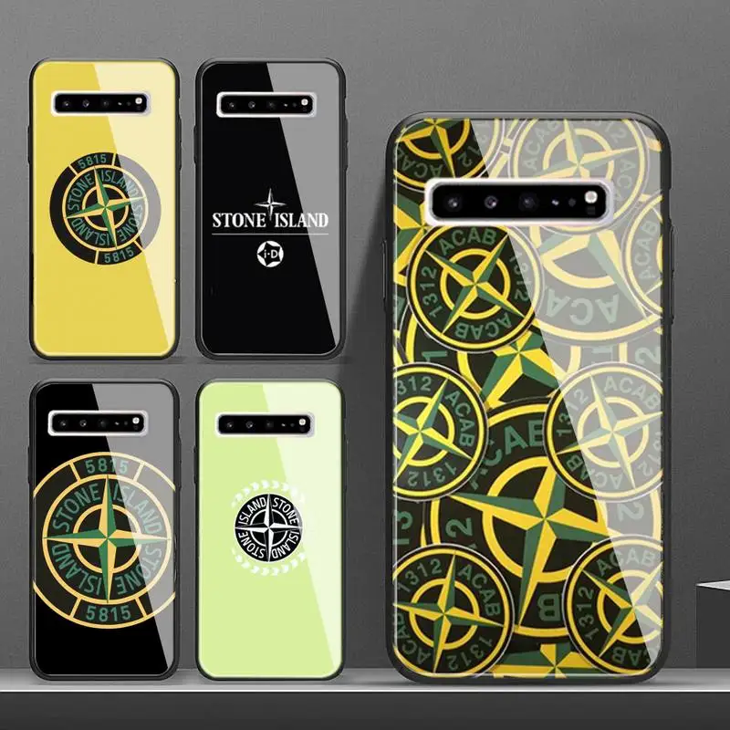 

Stone and Island Logo Phone Case glass For Samsung S10 S20 S9 Plus s6 7 edge Note9 10 Luxury brand