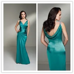 2019 New Arrival Mother Of The Bride Dresses Green Sheath Floor Length Satin Groom Wedding Occasion Formal Dresses For Women