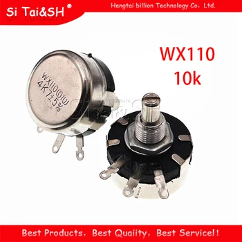 

5pcs WX110 (010) 6mm Round 10k ohm Metal Shaft Single Turn Wire resistor Wound Potentiometer