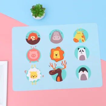 

Blue Animal World Silicone Placemat Thicken Kids Cartoon Eating Mat Heat-Insulation Table Mat Anti-Skid Placemat Kitchen Gadget