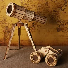 Binoculaires monoculaires télescope 3D en bois, Puzzle Pirate Spyglass, bricolage éducatif, jeu en bois, construire, assembler, jouet pour enfants et adultes