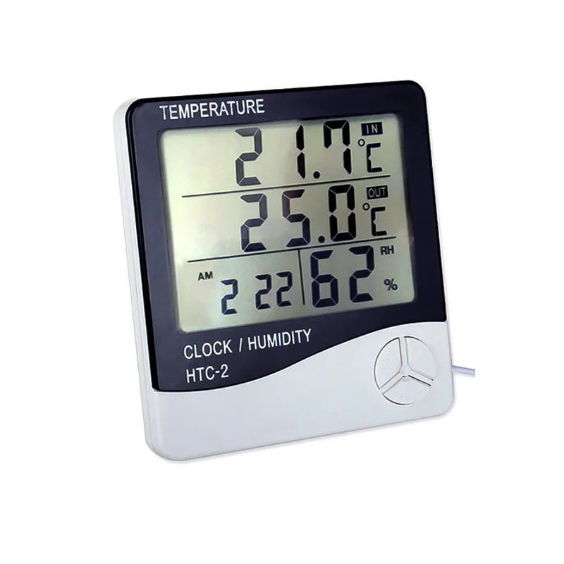 

1pcs LCD Electronic Digital Thermometer Hygrometer Outdoor Indoor C / F Thermometer Hygrometer Alarm Clock -1 -2