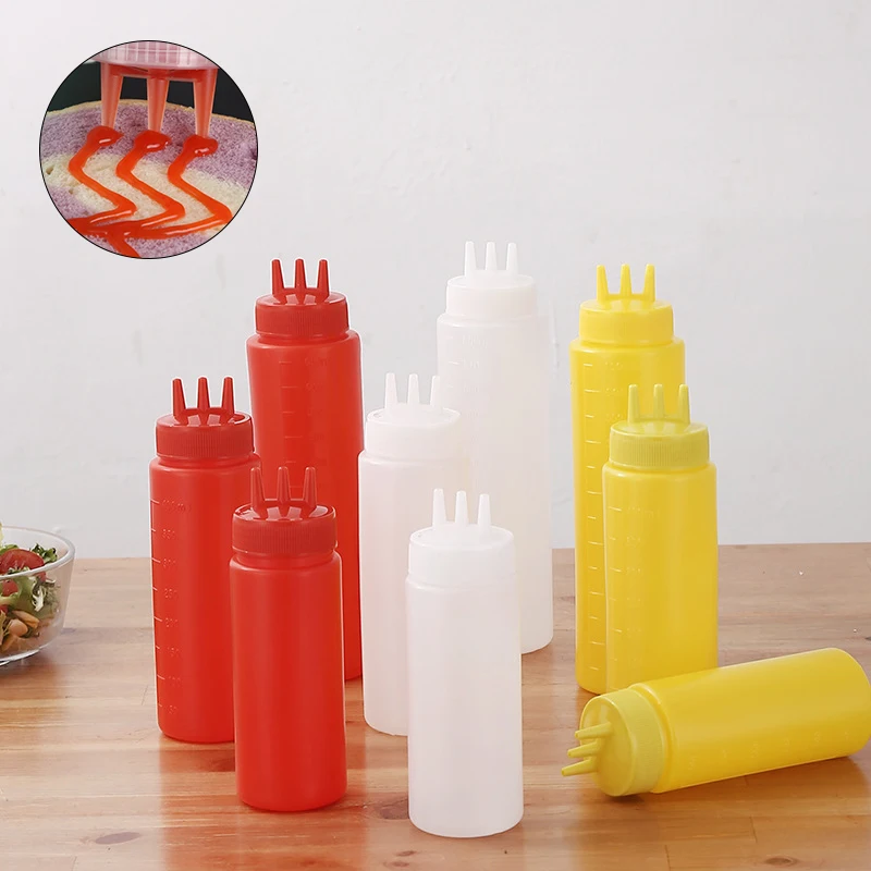 YOMDID Ketchup Mustard Squeeze Bottle Practical PE Condiment Container For Sauces Olive Oil Squeeze Bottles Kitchen Supplies