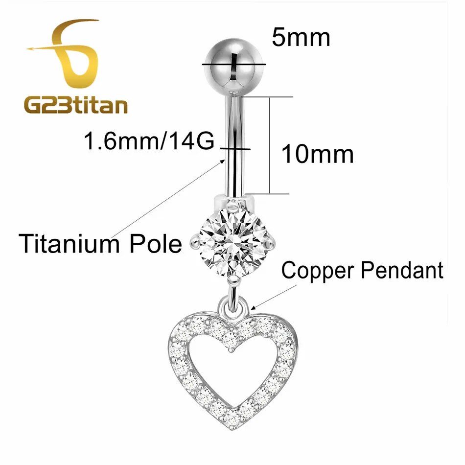 Love Heart Dangle Belly Button Rings Navel Piercing Barbell For Woman piercing jewelry,body piercing jewelry,body jewelry,belly button piercings