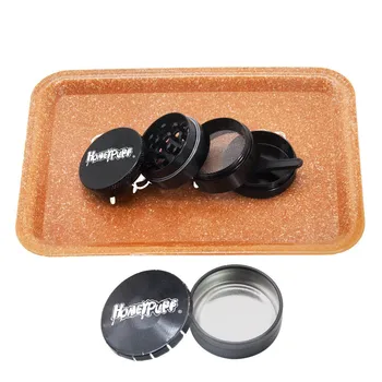 

Plastic cigarette tray aluminum alloy medicine box herbal grinder 3 in 1 set multi-function pipe accessories
