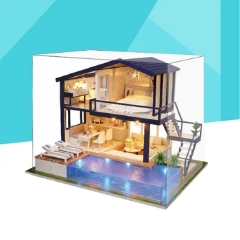 

Creative Handmade Assembly Mini House Model DIY Mini House Miniature Gift for Friends Family and Lovers (No Battery)