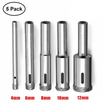 

5pcs 4-12mm Diamond Hole Saw Drill Bit Set Glass Ceramic Tile Saw Tool Cutting High Rigidity Diamond Extraordinarily Sharp